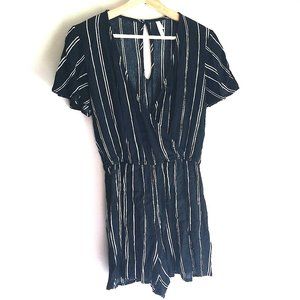 Xhilaration black/white striped boho romper size S